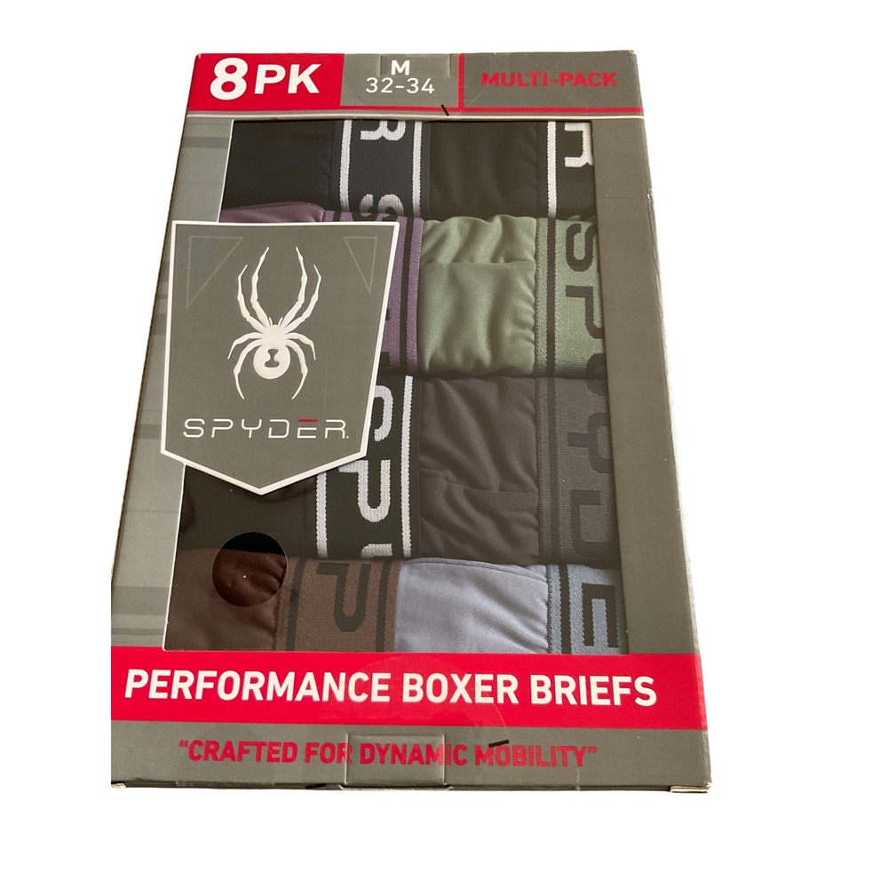 Spyder Performance Boxer Briefs 8 Pack Multi Pack Mens Size M 32 34 Boxer Briefs